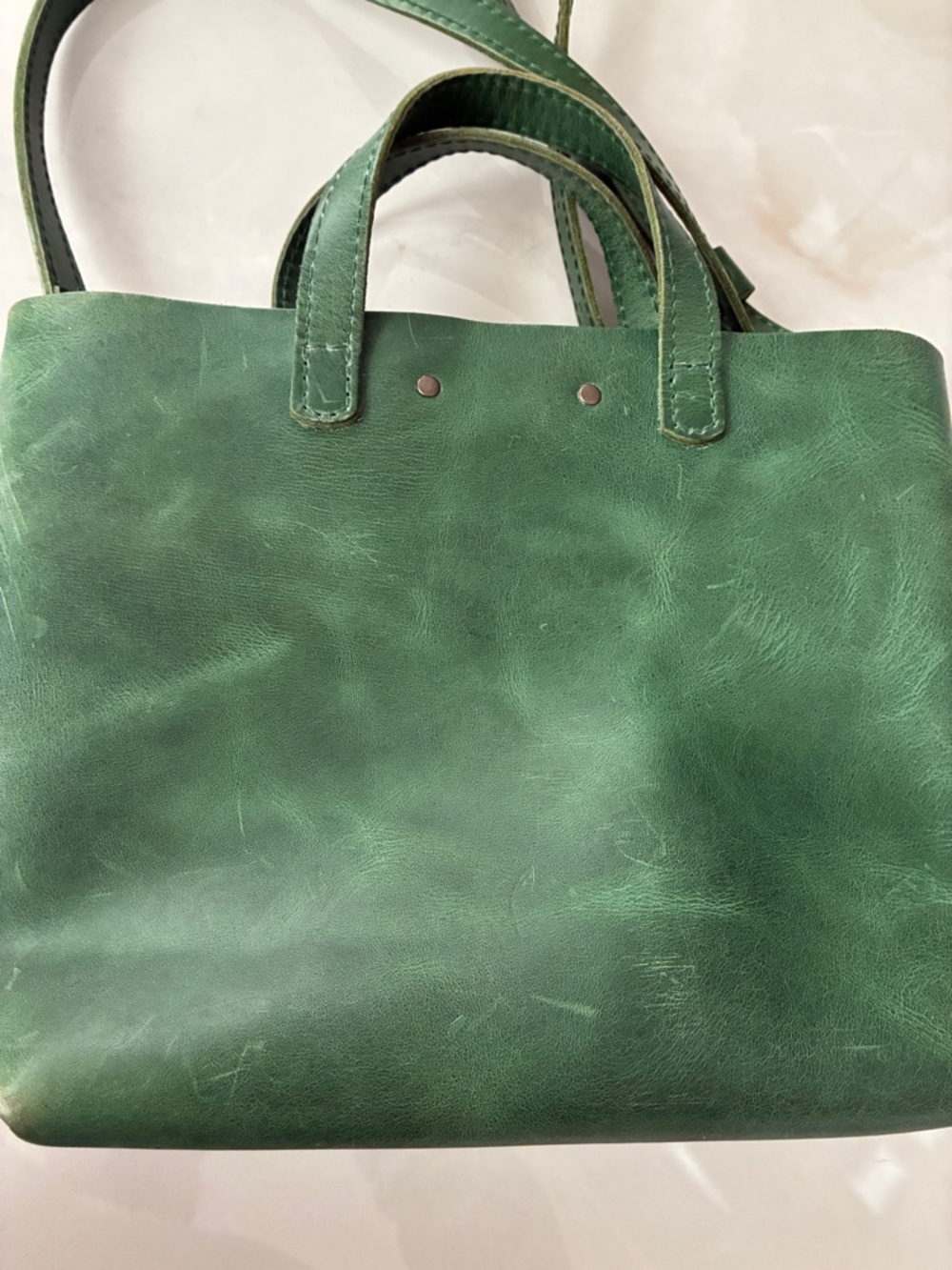 Portland Leather Green Leather Crossbody Tote with Front Slip Pocket - Picture 3 of 10